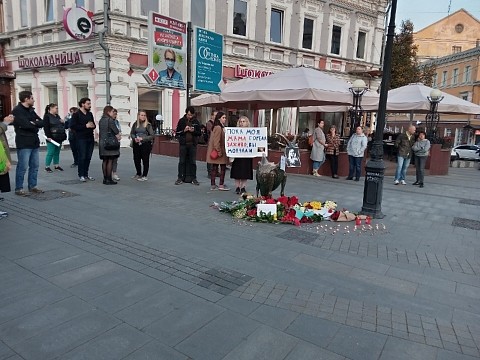Дочь погибшей Ирины Славиной вышла на пикет Дочь погибшей Ирины Славиной вышла на пикет