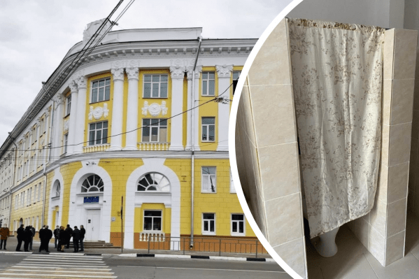 В отремонтированной нижегородской гимназии № 1 школьникам приходится ходить в туалет за шторкой