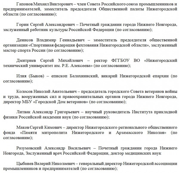 Стал известен состав нижегородского Комитета по увековечению памяти