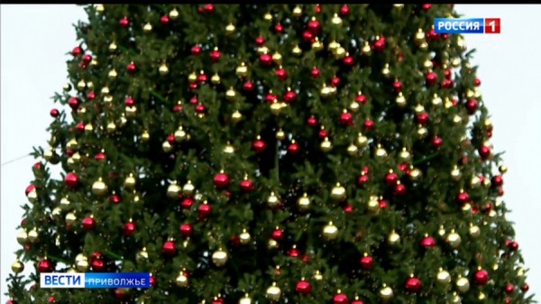 Главную ёлку Нижнего Новгорода украшают полторы тысячи красных и золотых шаров
