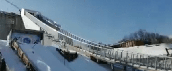 Первый прыжок с нового трамплина К-60 в Нижнем Новгороде (видео)