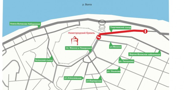 В Нижнем Новгороде будет частично ограничено движение на пл. Минина В Нижнем Новгороде будет частично ограничено движение на пл. Минина