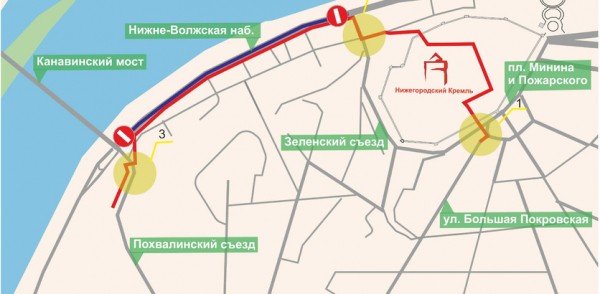 В центре Нижнего Новгорода будет временно ограничено  движение транспорта 11 сентября