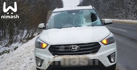 Глыба льда с фуры влетала в стекло иномарки на трассе в Нижегородской области