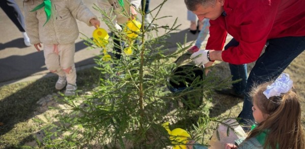 Посадили ели и собрали мусор в Советском районе в рамках субботника