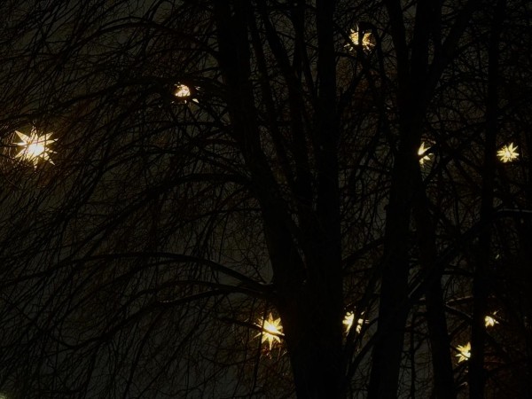 Светящиеся месяц и звёзды украсили сквер на ул. Марата и Мещерский бульвар