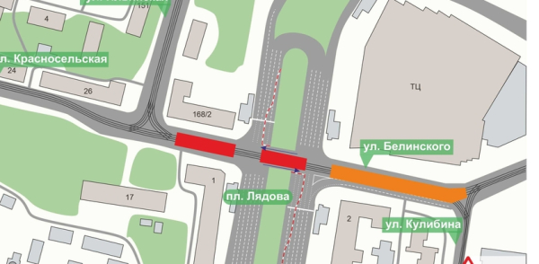 В Нижнем Новгороде в связи с реконструкцией трамвайных путей будет частично ограничен проезд транспорта в районе пл. Лядова 