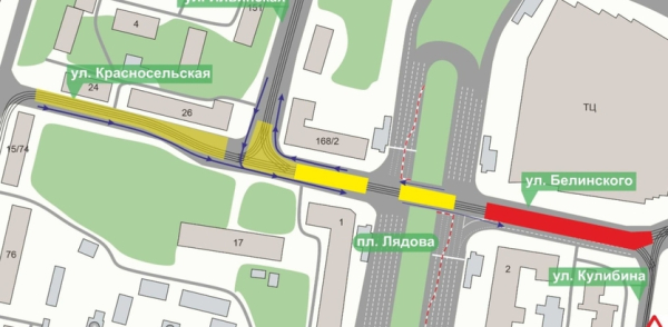 В Нижнем Новгороде по ул. Белинского на участке от ул. Лядова до ул. Кулибина частично ограничено движение