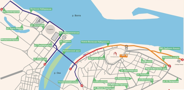 В Нижнем Новгороде в связи с проведением спортивных мероприятий временно приостановят движение транспорта