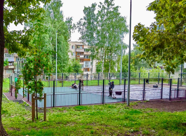 Резиновое покрытие спортивной площадки на территории памятника природы &laquo;Дубовая аллея&raquo; обновляют в Советском районе