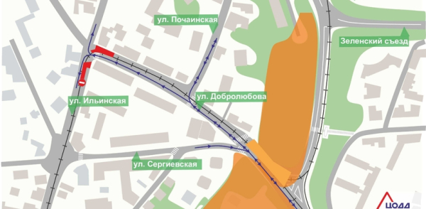 Движение транспорта по улице Ильинской в районе перекрестка с улицей Добролюбова будет временно ограничено